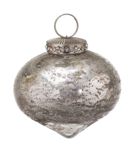 The Noel Collection Glass Teardrop Christmas Bauble (Silver) (One Size) - UTHI3952