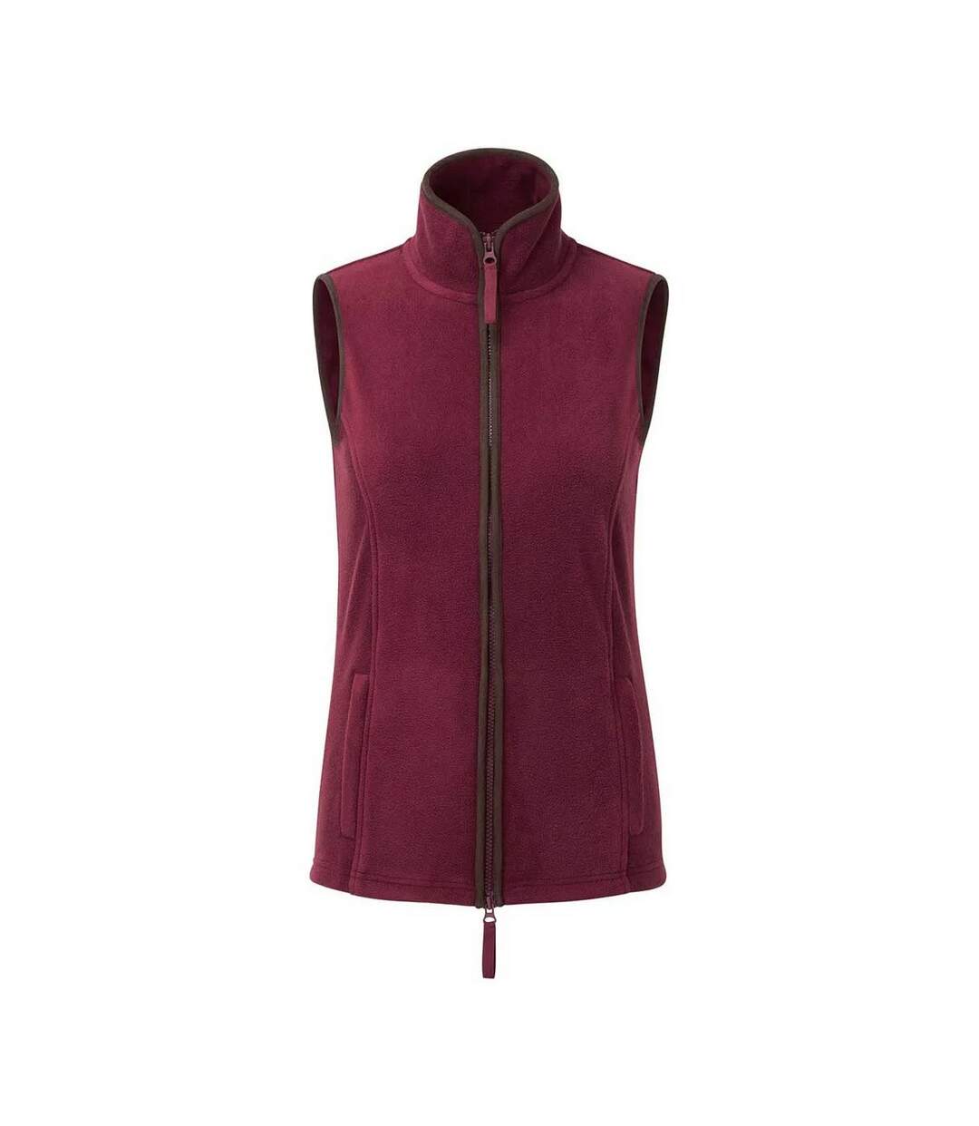 Womens/ladies artisan fleece gilet burgundy/brown Premier-1