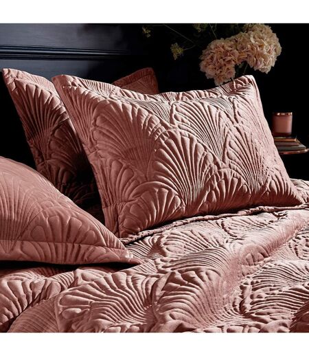 Paoletti Palmeria Velvet Quilted Duvet Set (Blush)