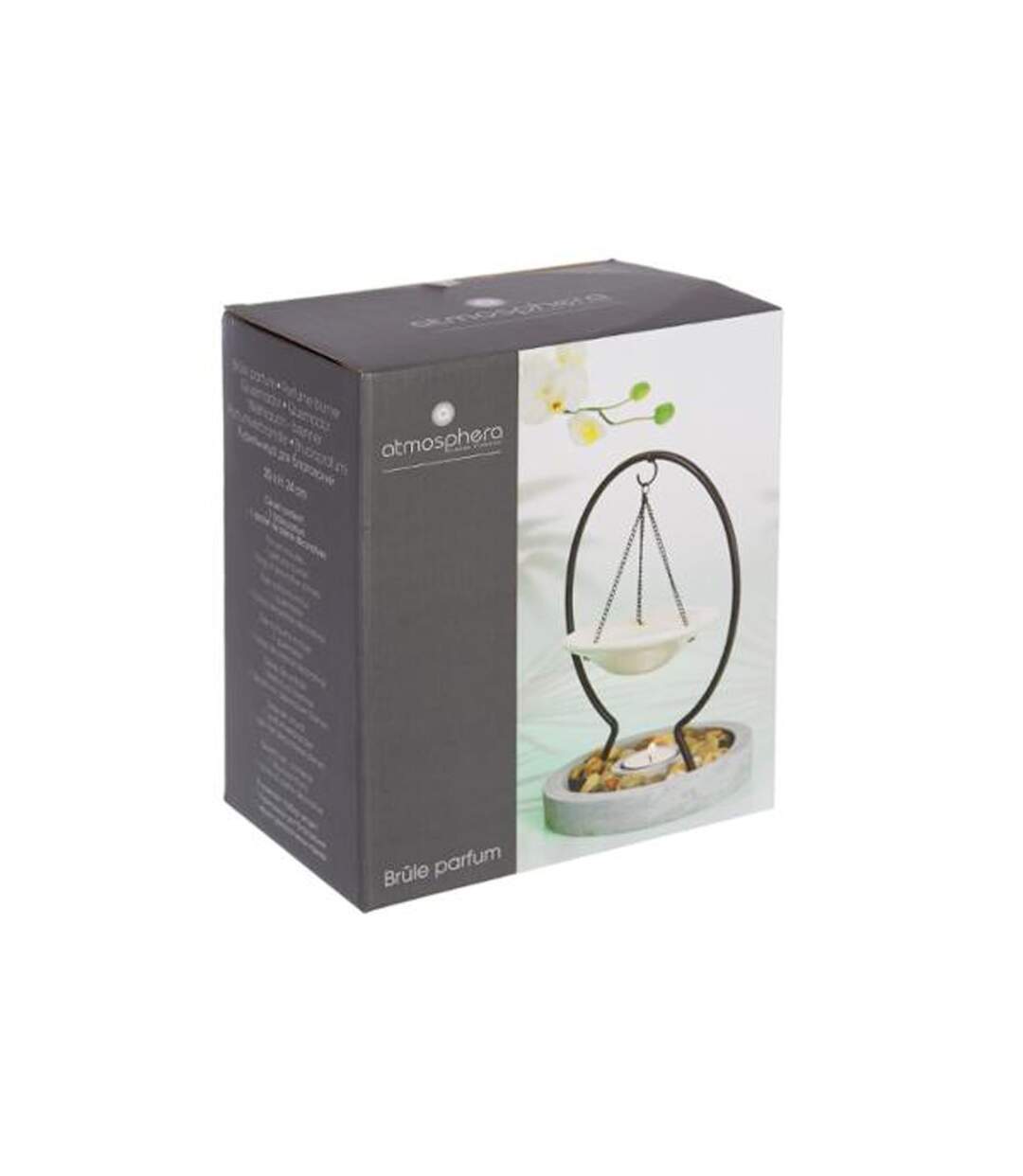 Brûle-Parfum Suspendu Pierres 21cm Gris-2