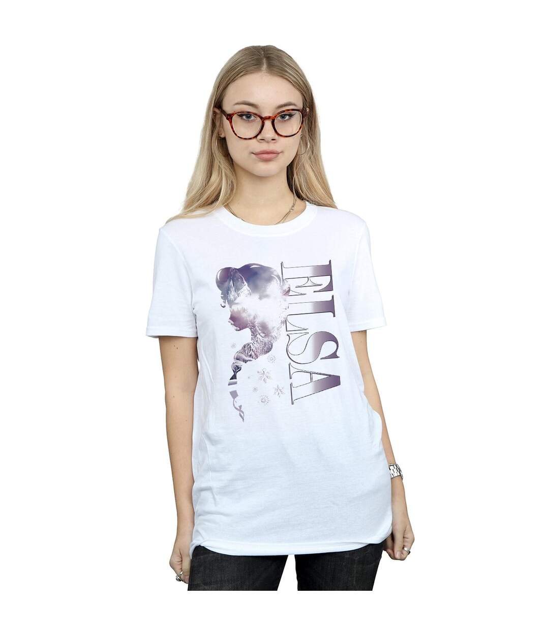 Disney Womens/Ladies Frozen Ice Kingdom Silhouette Cotton Boyfriend T-Shirt (Blanc) - UTBI24886-2