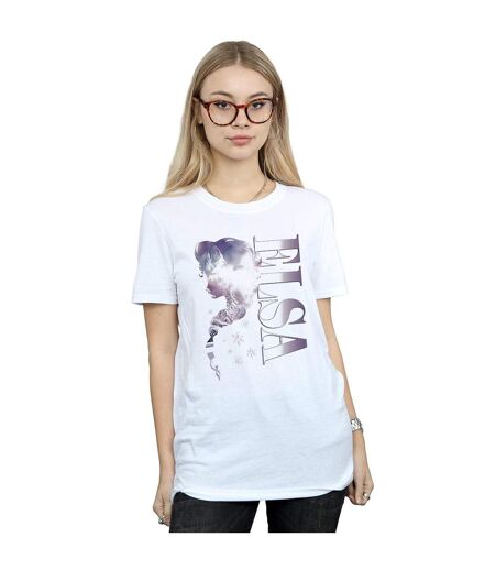 Disney Womens/Ladies Frozen Ice Kingdom Silhouette Cotton Boyfriend T-Shirt (Blanc) - UTBI24886