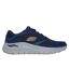 Mens 2.0 the keep patent leather arch fit trainers navy/orange Skechers