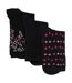 3 Pairs Ladies Floral Pattern Socks - Soft Cotton Rich Everyday Socks-3