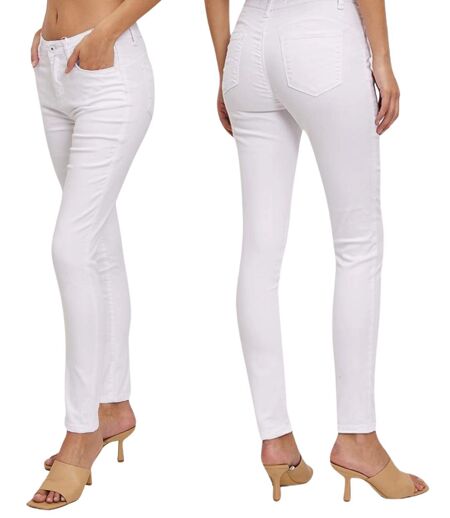 Jean femme slim fit push up blanc - Taille haute - Coton - Elasthane - Polyesther