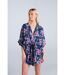 Womens/ladies kym ecovero kimono dark blue Animal-1