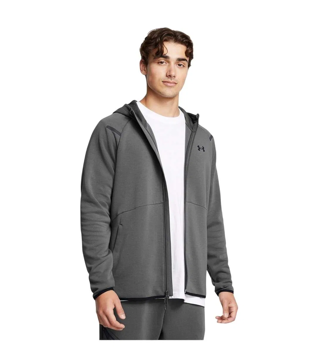 Mens Unstoppable Full Zip Hoodie White Castlerock Under Armour-4