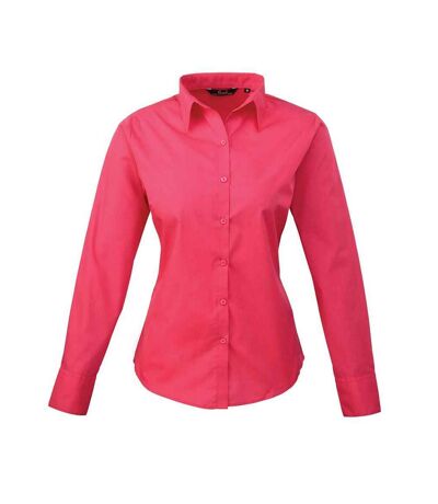 Womens/ladies long-sleeved shirt hot pink Premier