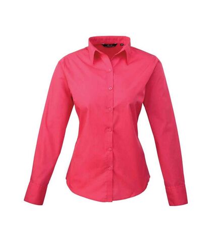 Womens/ladies long-sleeved shirt hot pink Premier