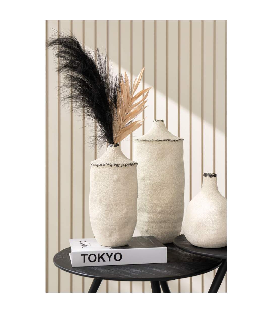 Vase Déco en Grès Bay 40cm Blanc-4