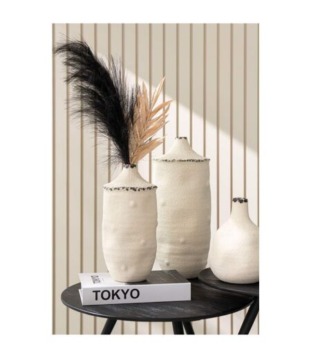 Vase Déco en Grès Bay 40cm Blanc