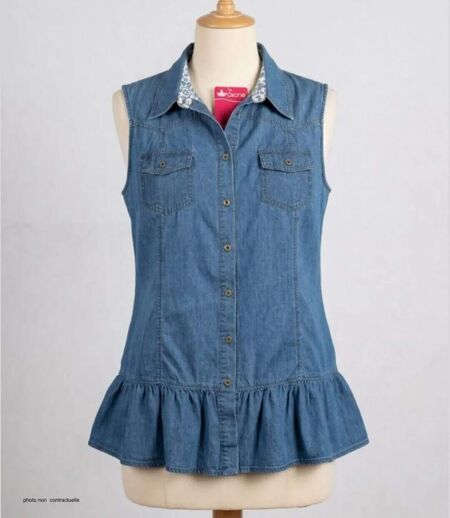 Axone Denim-Confort Tunique en jean bleu coupe ample pour un style quotidien 100% coton