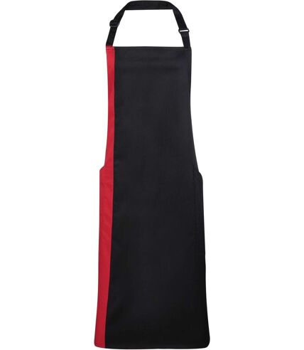 Tablier bicolore à bavette - PR162 - noir et rouge