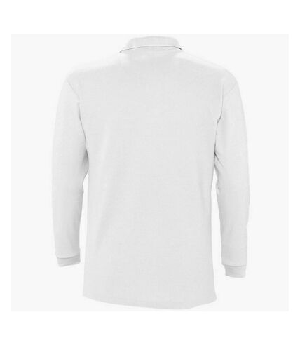 SOLS Mens Winter II Long Sleeve Pique Cotton Polo Shirt (White) - UTPC329