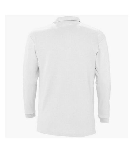 SOLS Mens Winter II Long Sleeve Pique Cotton Polo Shirt (White) - UTPC329