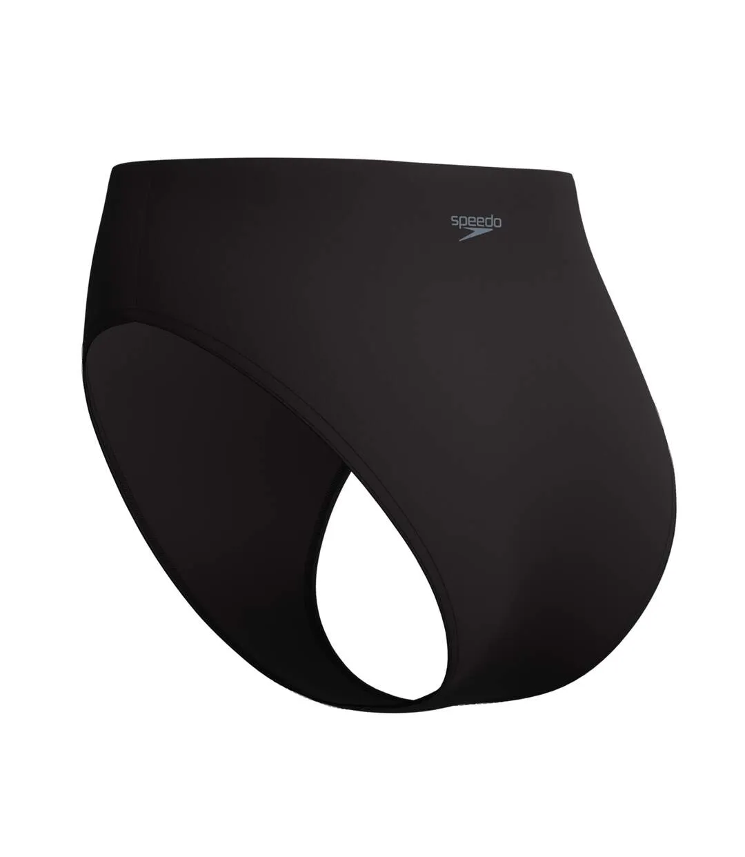 Womens/ladies Cheeky Solid High Waist Bikini Bottoms Black Speedo-4
