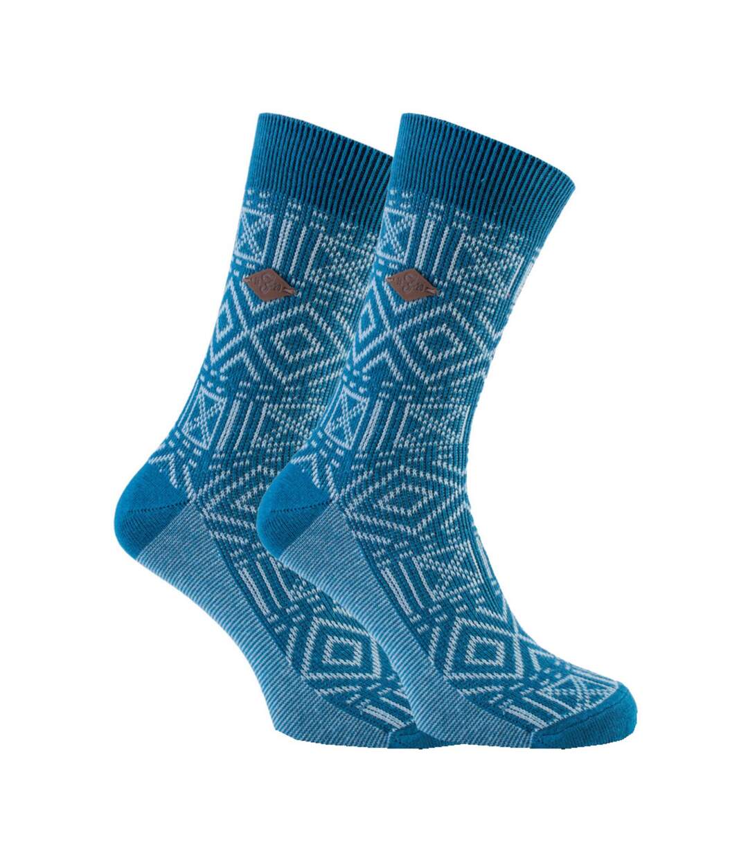 2 Pack Mens Aztec Patterned Cotton Formal Dress Socks-1