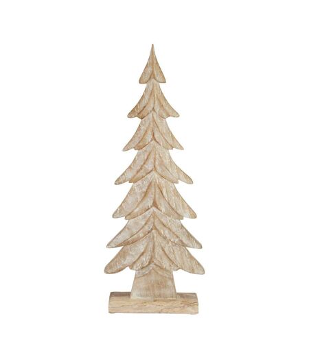 Wood christmas tree decoration 52cm x 5cm x 18cm brown/white Hill Interiors