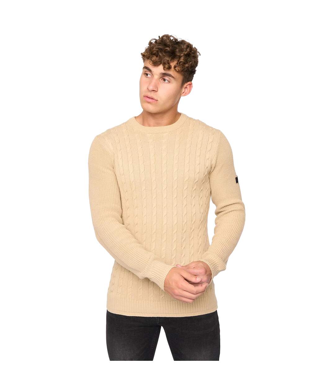 Pull kabstars homme beige Crosshatch-1