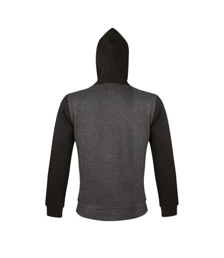 SOLS Silver Unisex Full Zip Hooded Sweatshirt / Hoodie (Charcoal Marl)