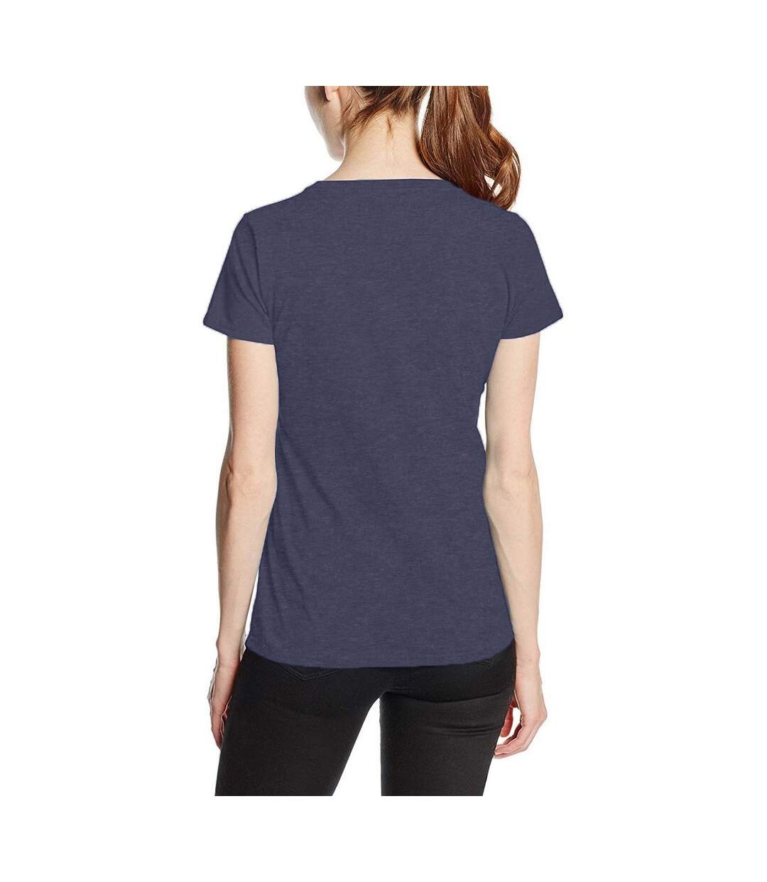 T-shirt manches courtes femme bleu marine chiné Fruit of the Loom