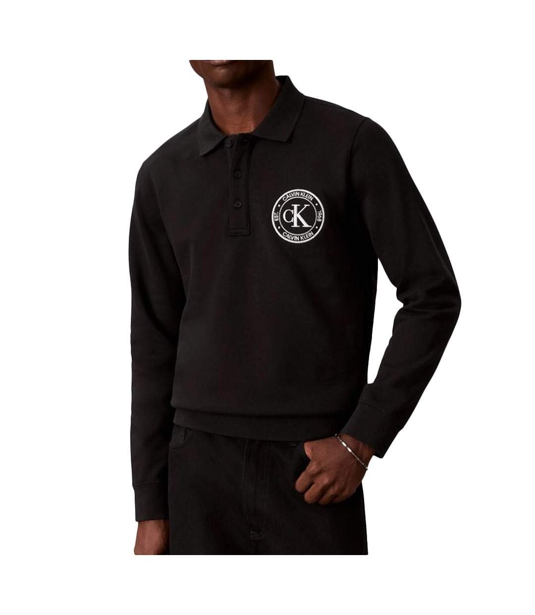 Polo noir homme calvin klein jeans terry-1