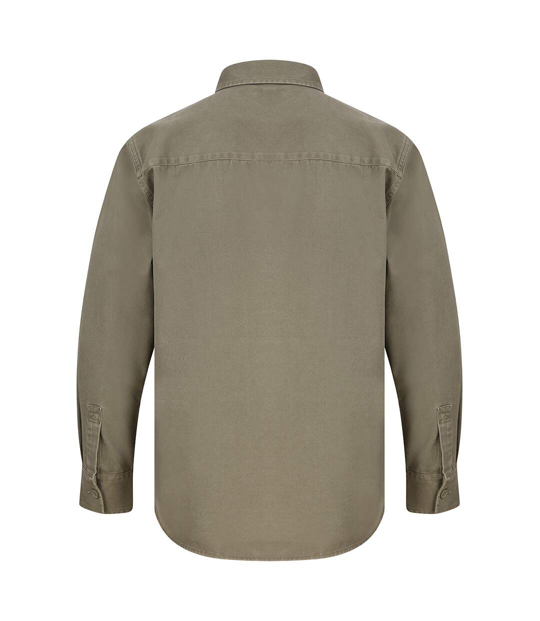 Mens Cotton Drill Overshirt Khaki Front Row-3
