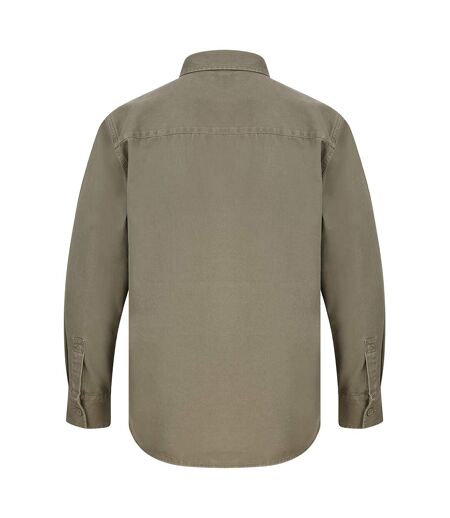 Mens Cotton Drill Overshirt Khaki Front Row