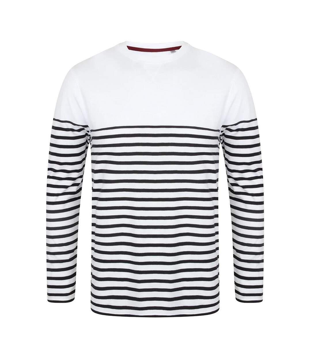 T-shirt Manches Longues Motif/style À Rayures Breton Homme Blanc Bleu Marine Front Row-2