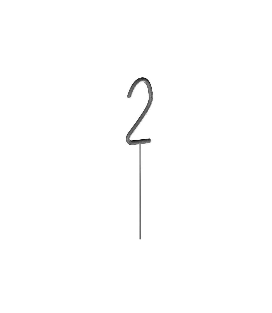 Cierge Magique Chiffre 2 15cm Argent-1