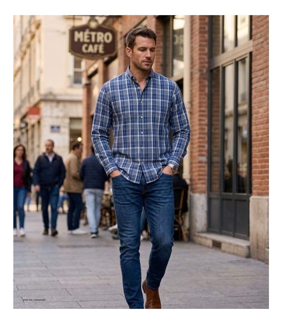 SEDETEX M031 - Chemise à carreaux manches longues pour homme avec coupe confort et repassage facile-5