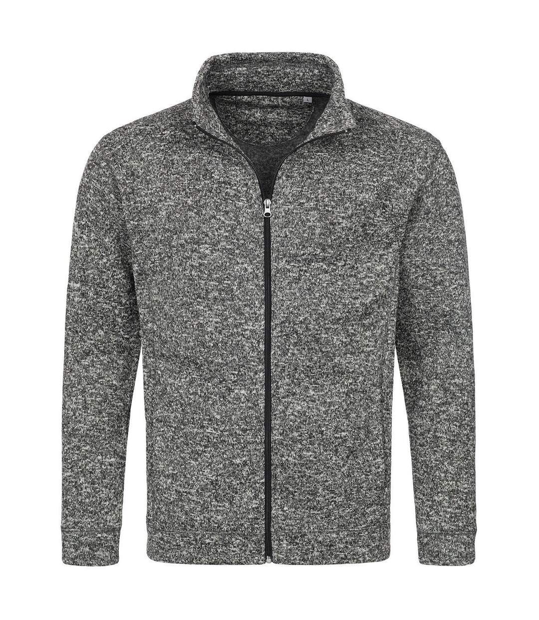 Veste polaire en tricot manches longues - Homme - ST5850 - gris foncé mélange-2