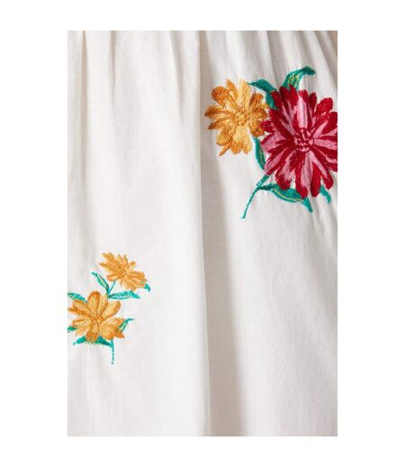 Womens/ladies embroidered poplin shirred midi dress ivory Dorothy Perkins