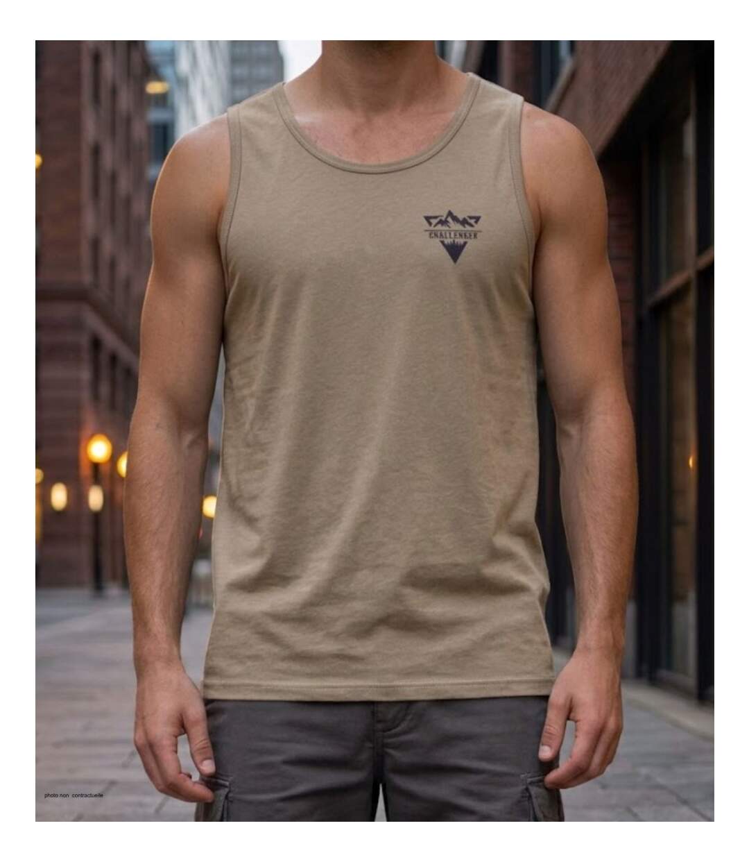 Débardeur homme Challenger SOLEIL taupe — Confort pur coton jersey peigné-1