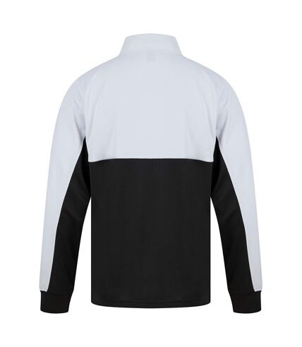 Finden & Hales Unisex Adult Quarter Zip Fleece Top (Black/White)