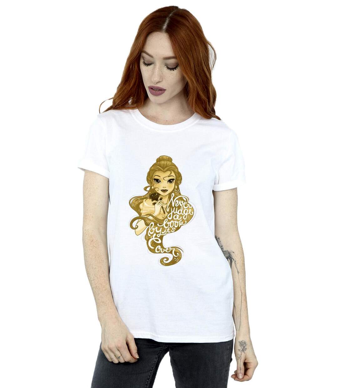 Disney - T-shirt BEAUTY AND THE BEAST NEVER JUDGE - Femme (Blanc) - UTBI14353-2