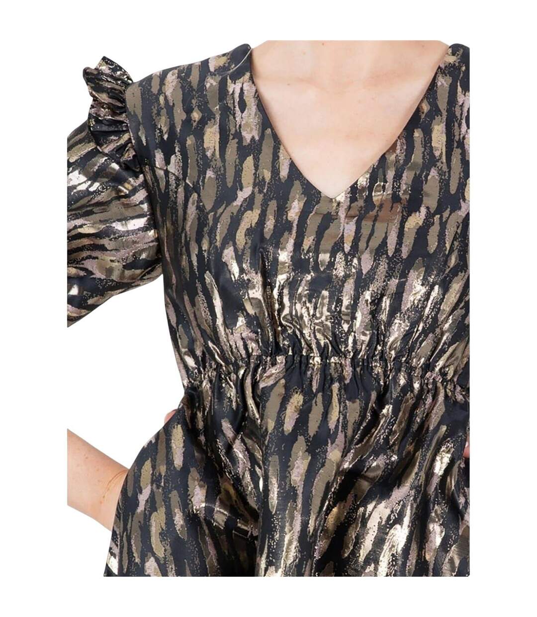 Robe Courte Femme Jaune Or Lovedrobe-4
