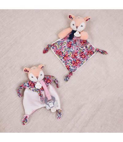 Ensemble plaid + doudou sucette polyester collection DUO BOH'AIME rose 2 pièces
