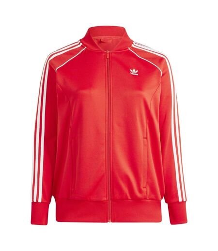 Womens/ladies 3 Stripes Track Jacket Red Adidas