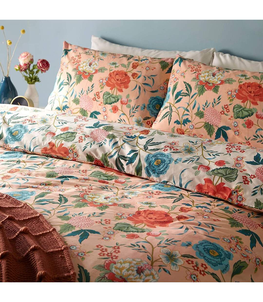 Azalea floral duvet cover set pink Furn-4