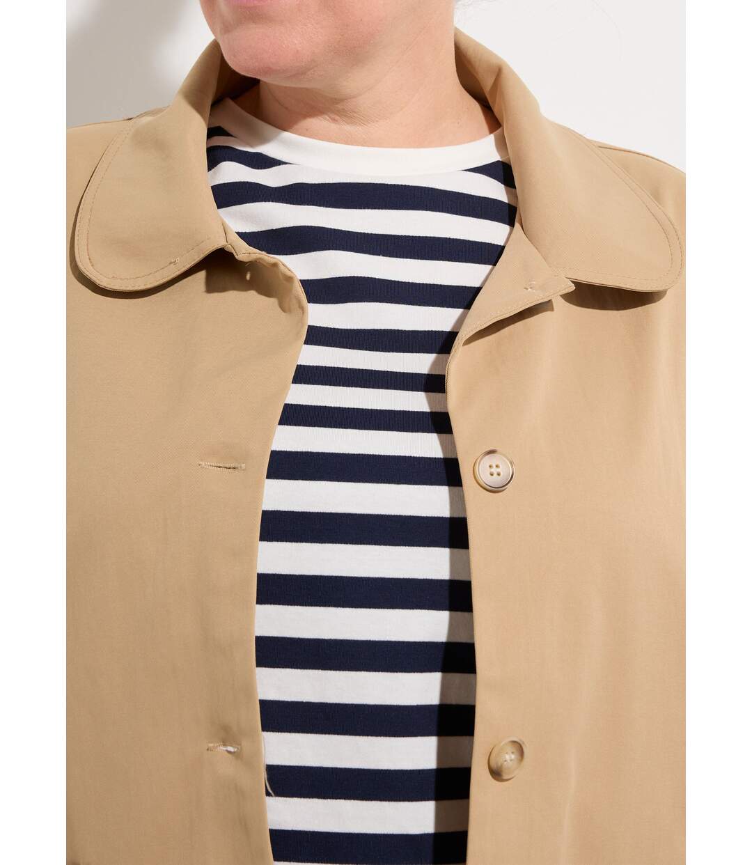 Veste courte en coton, col claudine-4