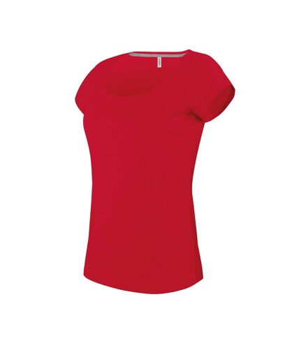 Kariban Womens/Ladies Boat Neck Short Sleeve T-Shirt (Red)