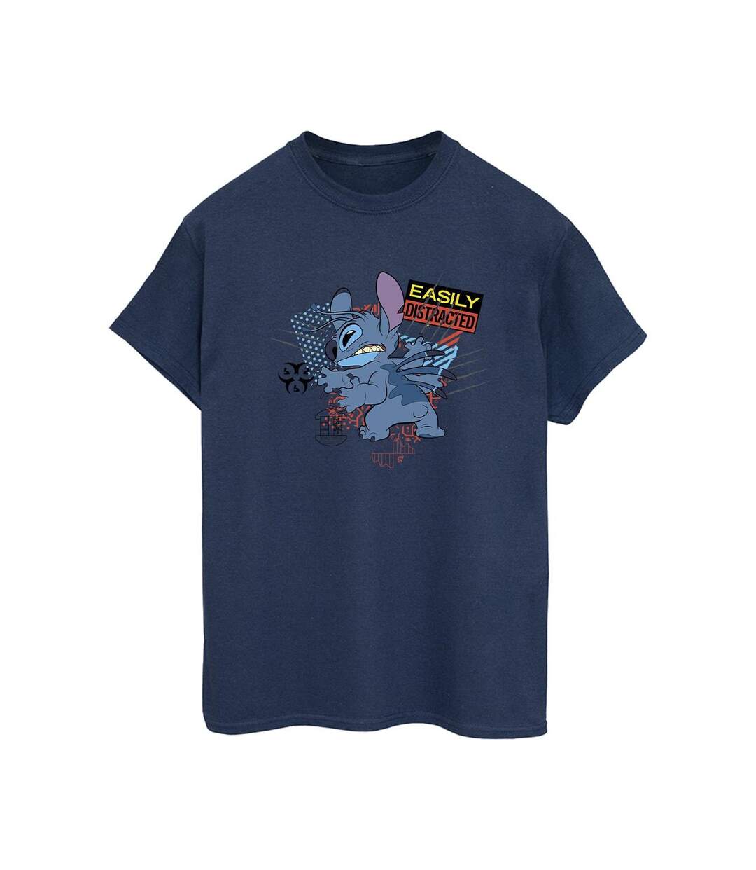 Disney Femmes/Les femmes Lilo And Stitch Easily Distracted - T-shirt boyfriend en coton (Bleu marine) - UTBI29738-1
