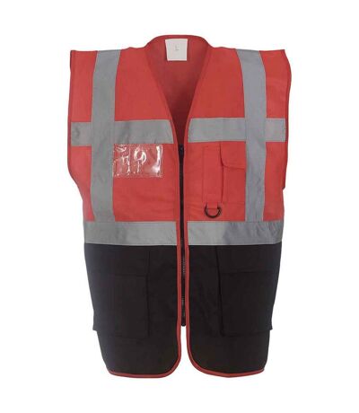 Unisex adult executive hi-vis waistcoat red/black Yoko