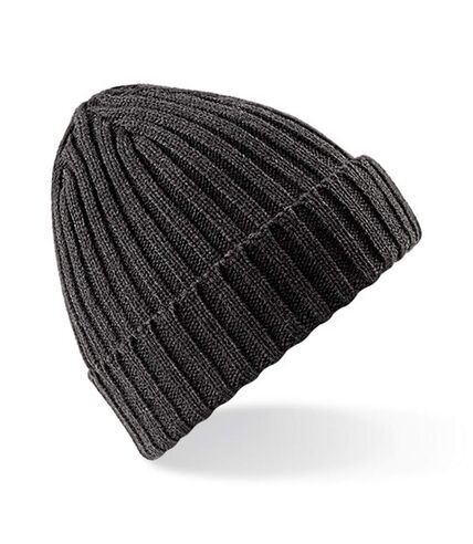 Beechfield Unisex Chunky Ribbed Winter Beanie Hat (Charcoal)