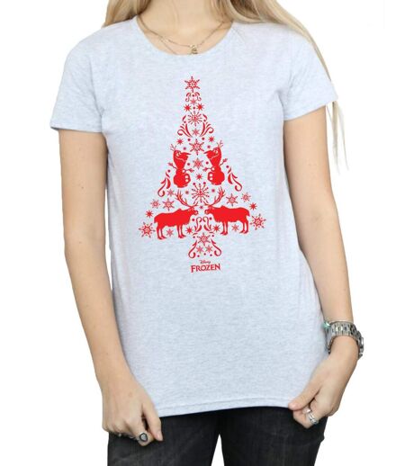 Disney Femme/Les femmes - T-shirt en coton avec arbre de Noël Frozen (Gris sportif) - UTBI21924