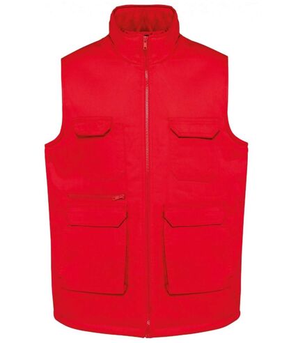 Gilet multipoches rembourré sans manches - Unisexe - WK607 - rouge