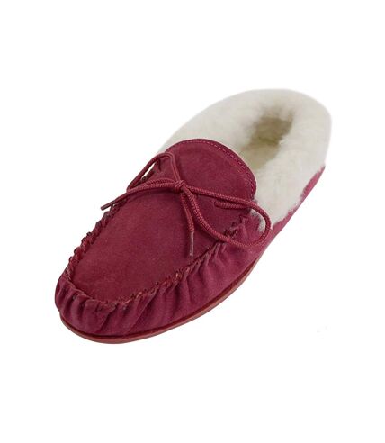 Eastern Counties Leather Womens/Ladies Hard Sole Wool Lined Moccasins (Crimson) - UTEL231