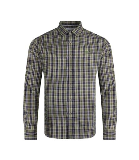 Mens lando checked long-sleeved shirt olive green Weird Fish