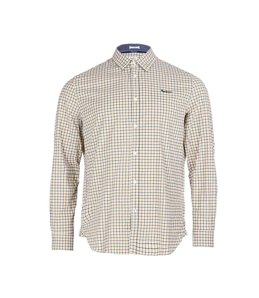 Chemise Blanche/Jaune/Marine à Carreaux Homme Pepe Jeans Fleetwood - M-1